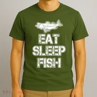 Eat Sleep Fish Fishing Fan T-Shirt thumb 3