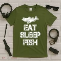 Eat Sleep Fish Fishing Fan T-Shirt thumb 5