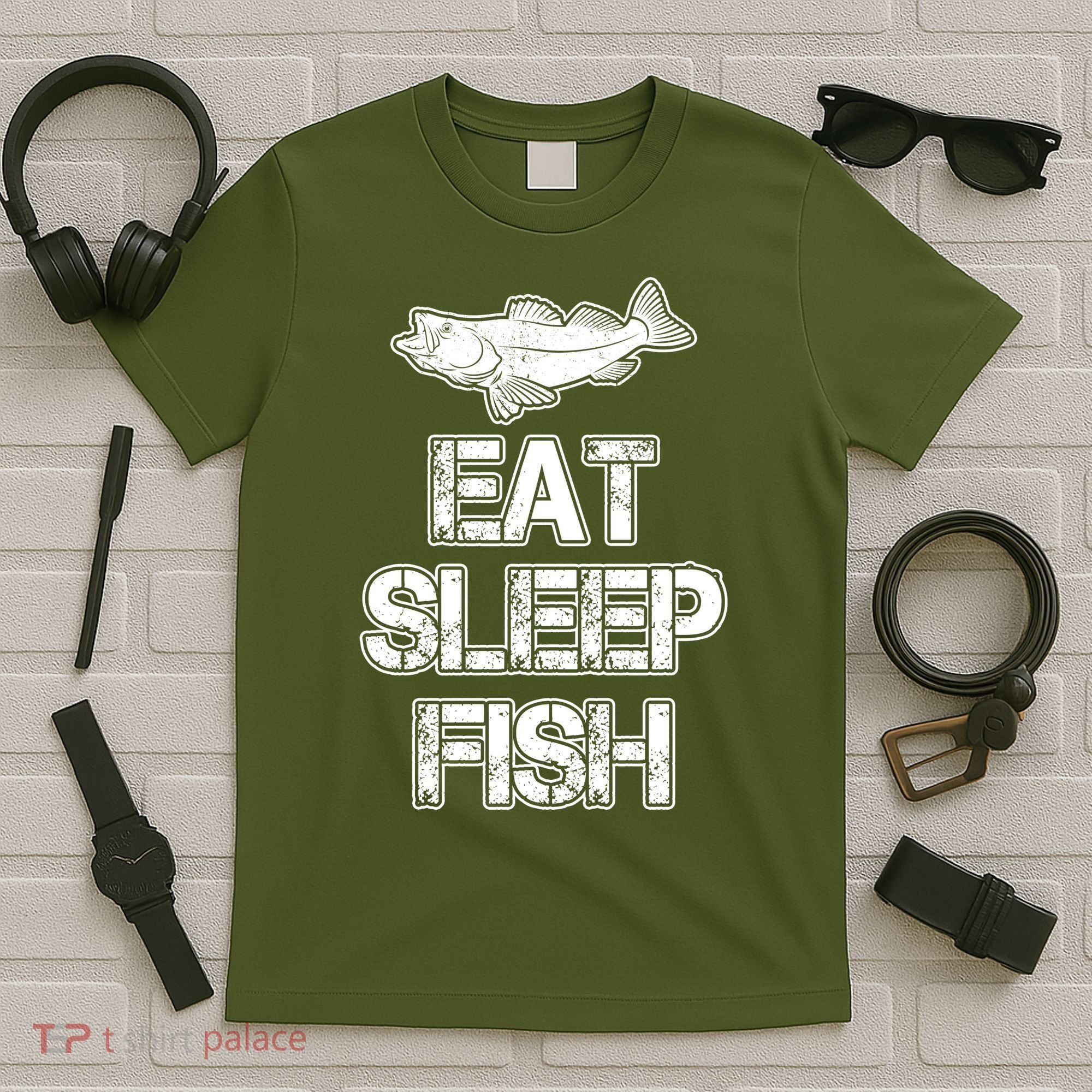 Eat Sleep Fish Fishing Fan T-Shirt