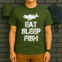 Eat Sleep Fish Fishing Fan T-Shirt thumb 6