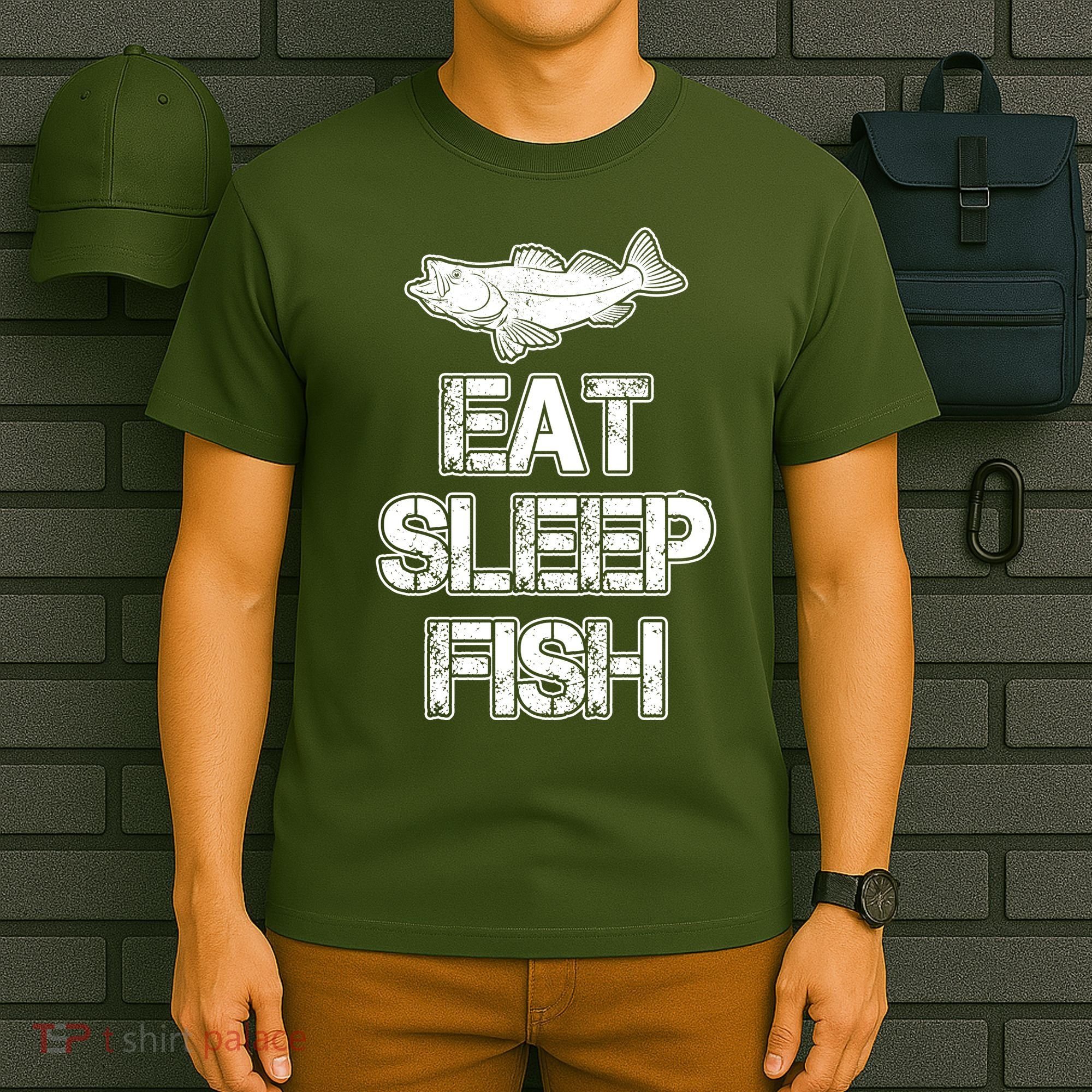 Eat Sleep Fish Fishing Fan T-Shirt