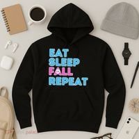 Eat Sleep Fall Repeat Video Game Guys Video Gamer Hoodie thumb 3