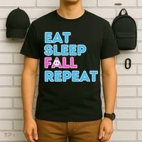 Eat Sleep Fall Repeat Video Game Guys Video Gamer T-Shirt thumb 6
