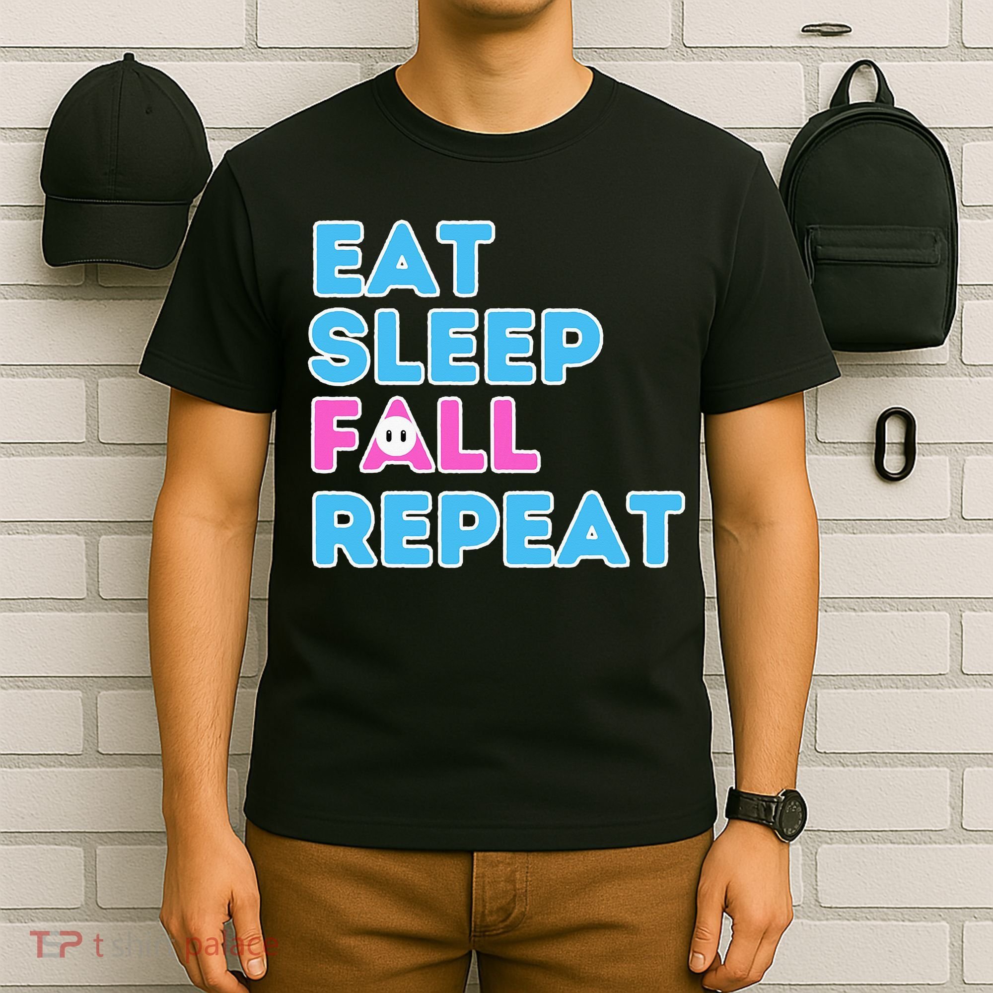 Eat Sleep Fall Repeat Video Game Guys Video Gamer T-Shirt