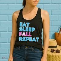 Eat Sleep Fall Repeat Video Game Guys Video Gamer Women's Tank Top thumb 2