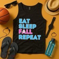 Eat Sleep Fall Repeat Video Game Guys Video Gamer Tank Top thumb 4