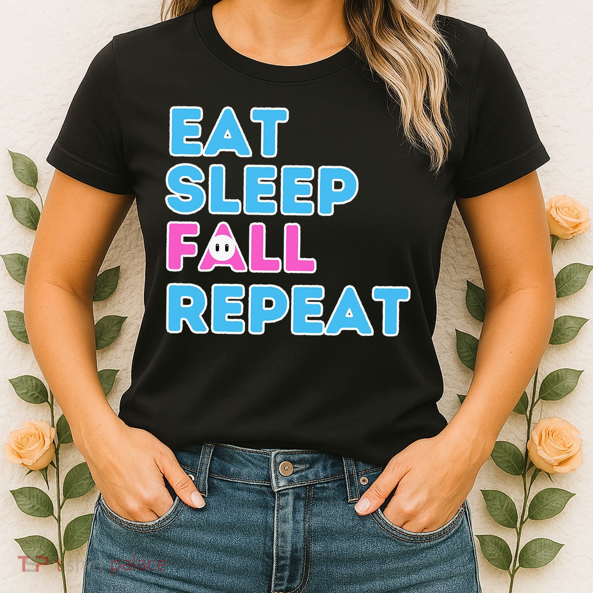 Eat Sleep Fall Repeat Video Game Guys Video Gamer Women's T-Shirt