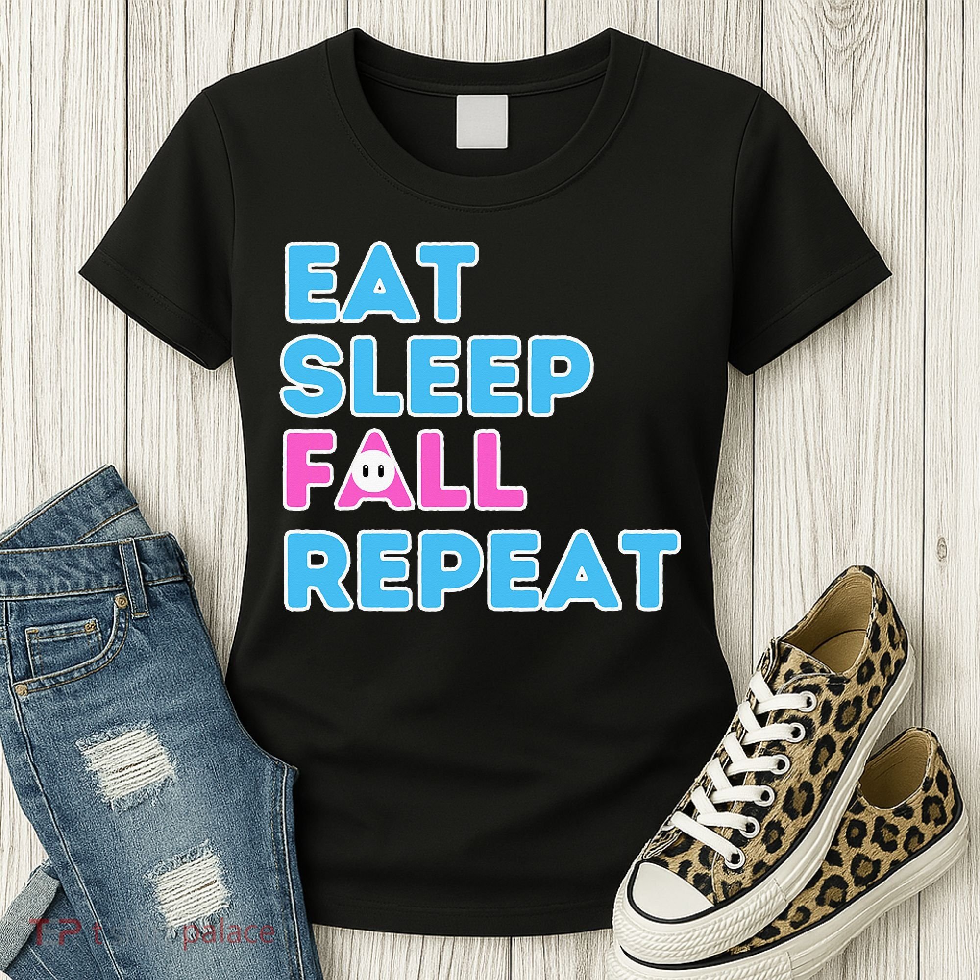 Eat Sleep Fall Repeat Video Game Guys Video Gamer Women's T-Shirt