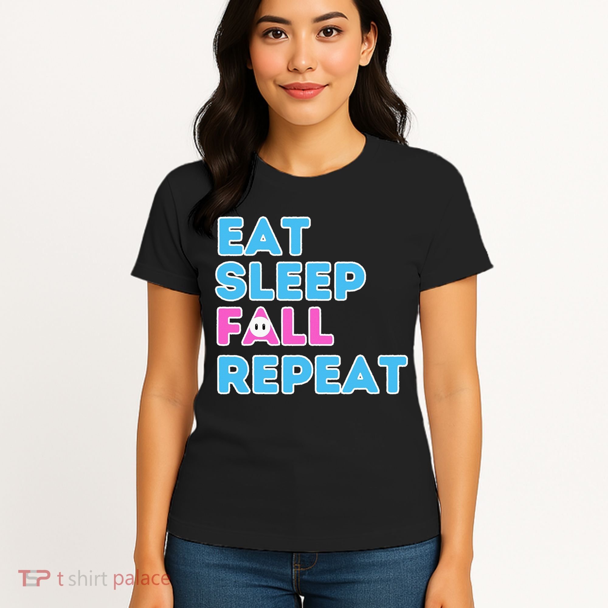 Eat Sleep Fall Repeat Video Game Guys Video Gamer Women's T-Shirt