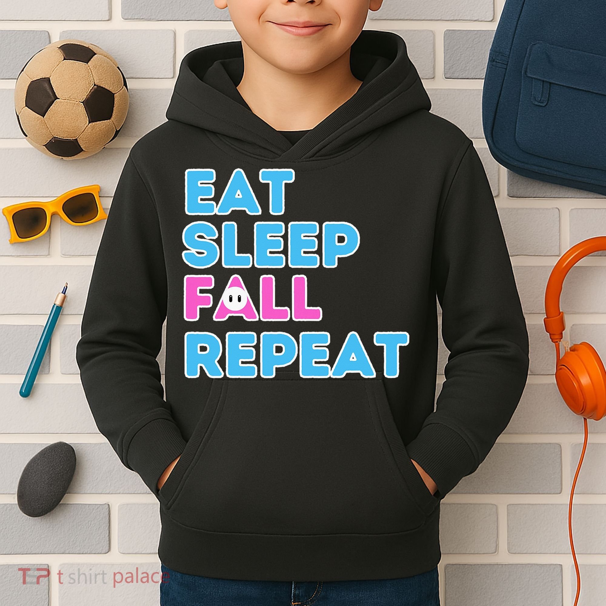 Eat Sleep Fall Repeat Video Game Guys Video Gamer Kids Hoodie