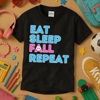 Eat Sleep Fall Repeat Video Game Guys Video Gamer Kids T-Shirt thumb 3