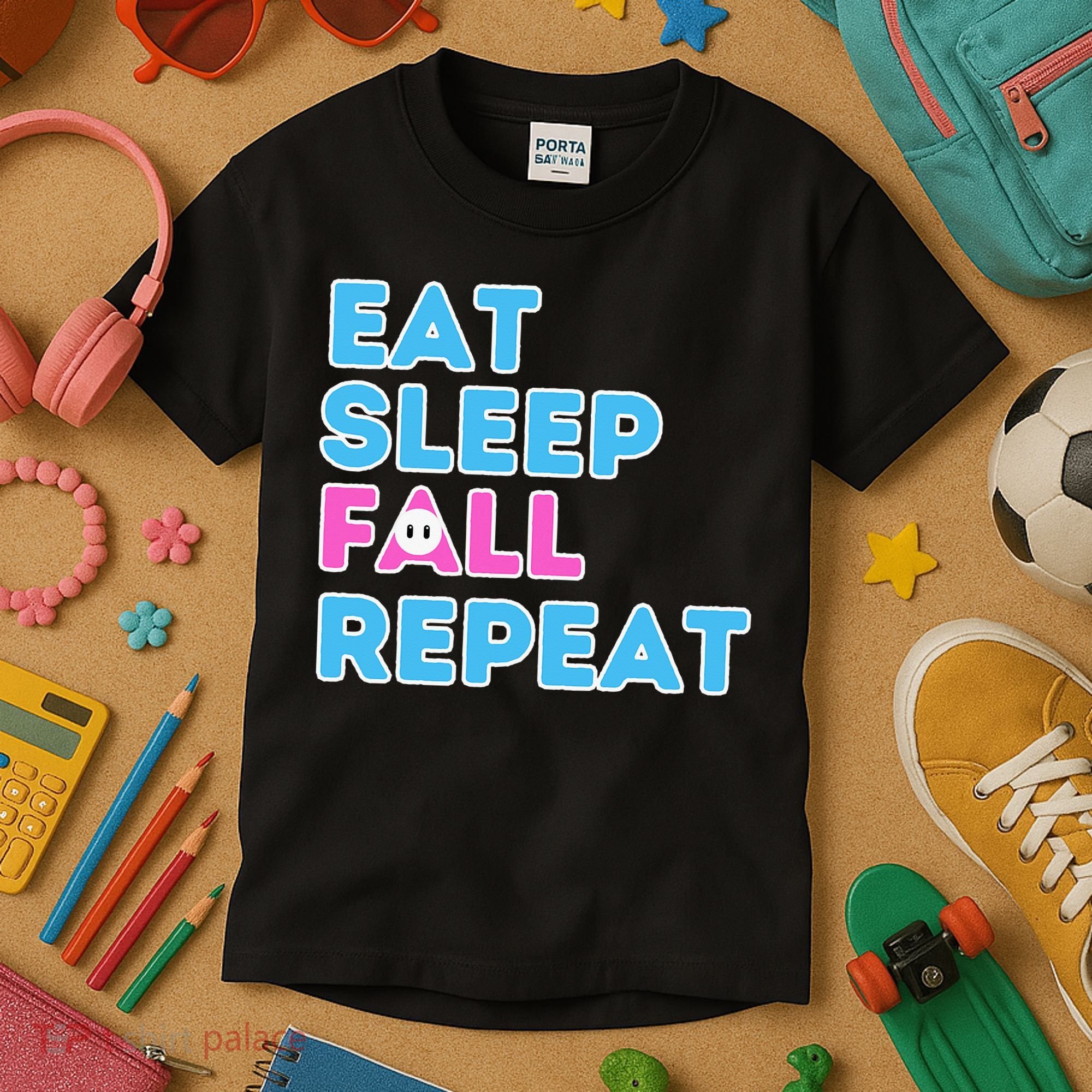 Eat Sleep Fall Repeat Video Game Guys Video Gamer Kids T-Shirt
