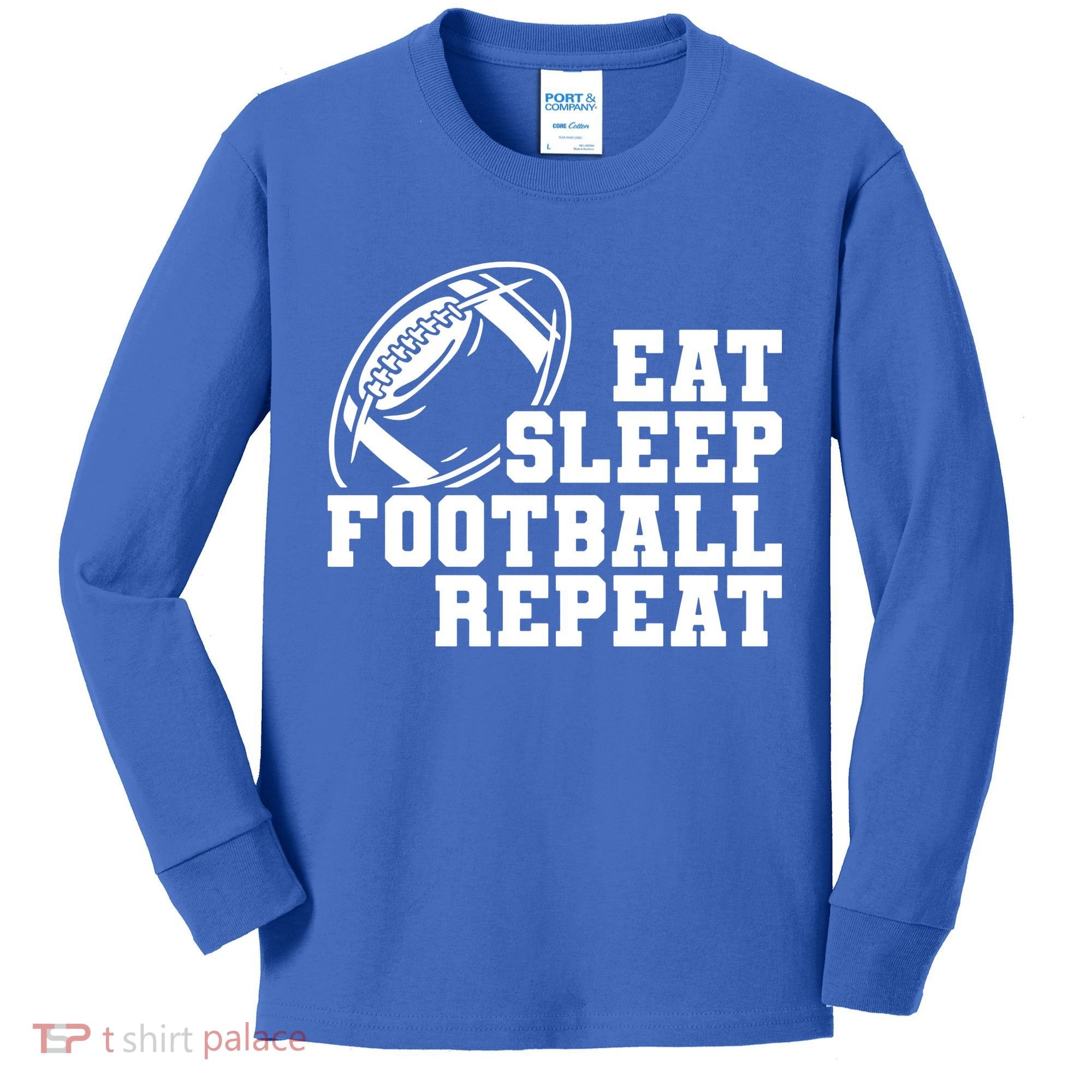 Eat Sleep Football Repeat Kids Long Sleeve Shirt