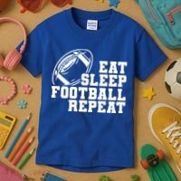 Eat Sleep Football Repeat Kids T-Shirt thumb 3