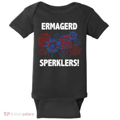 Ermagerd Sperklers Funny 4th Of July Fireworks Baby Bodysuit