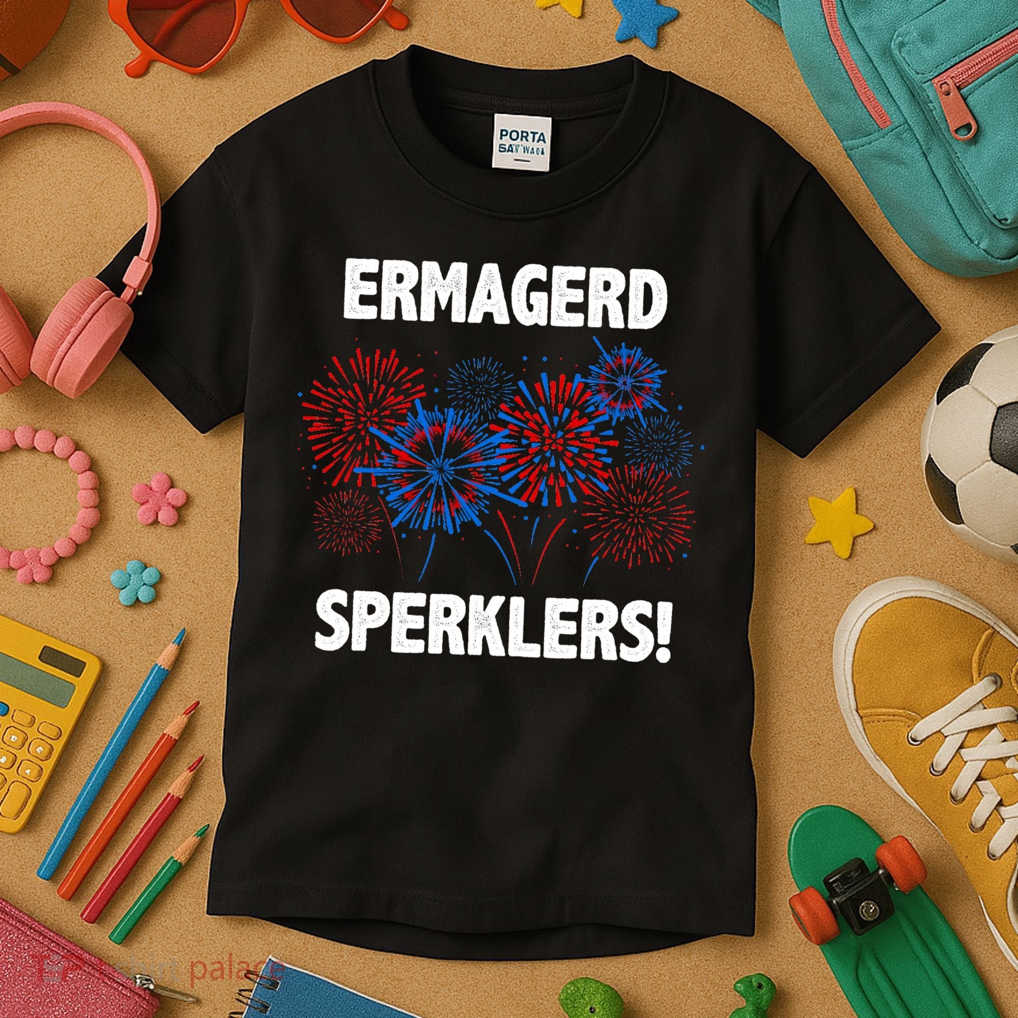 Ermagerd Sperklers Funny 4th Of July Fireworks Kids T-Shirt