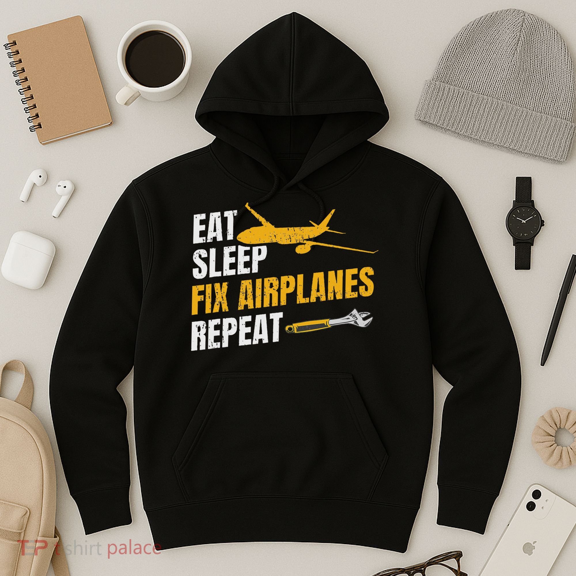 Eat Sleep Fix Airplanes Repeat Aircraft Mechanic Hoodie