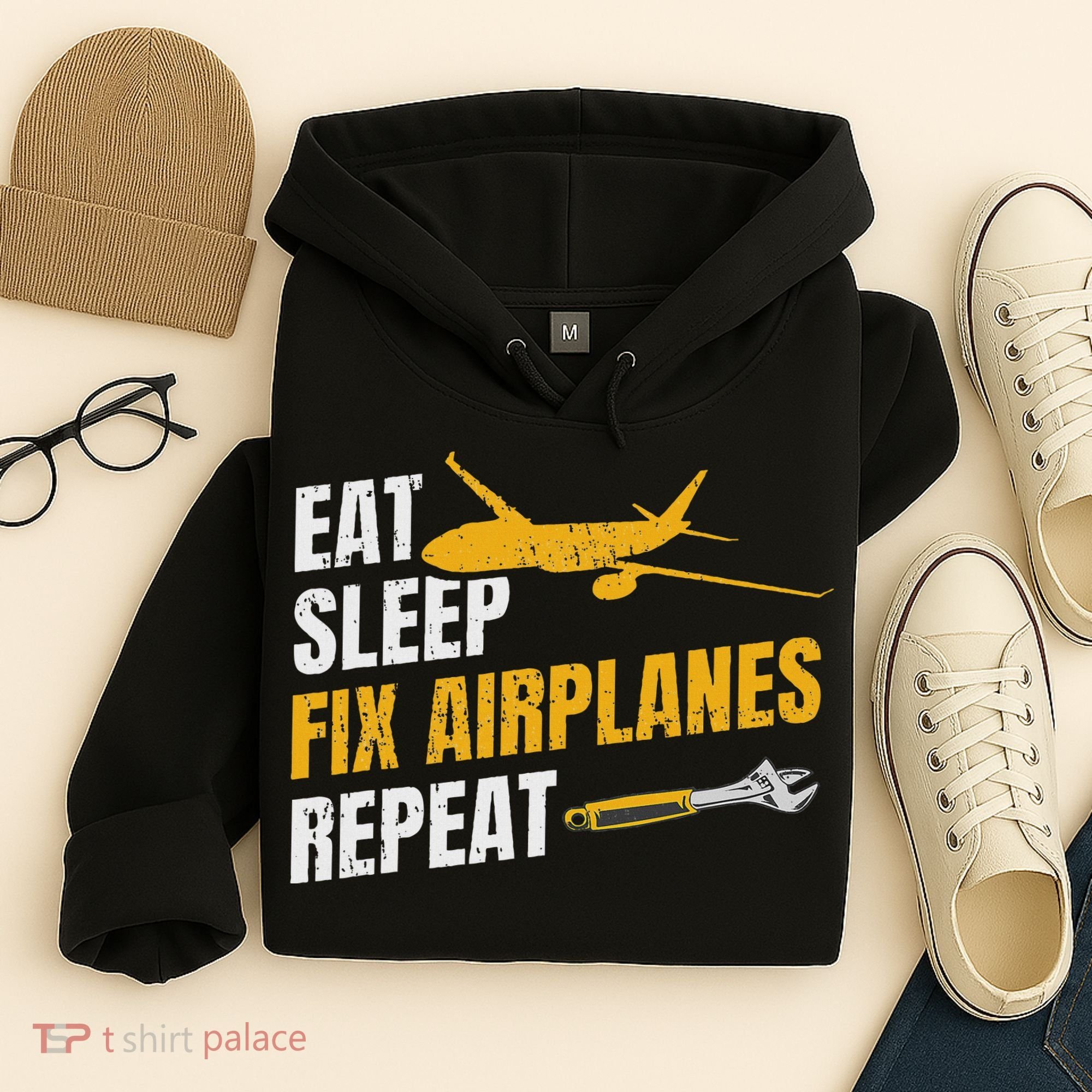 Eat Sleep Fix Airplanes Repeat Aircraft Mechanic Hoodie