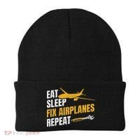 Eat Sleep Fix Airplanes Repeat Aircraft Mechanic Beanie thumb 0