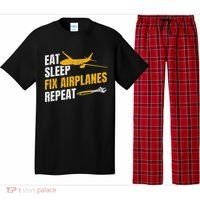 Eat Sleep Fix Airplanes Repeat Aircraft Mechanic Pajama Set thumb 0