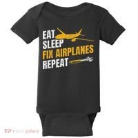 Eat Sleep Fix Airplanes Repeat Aircraft Mechanic Baby Bodysuit thumb 0