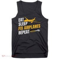 Eat Sleep Fix Airplanes Repeat Aircraft Mechanic Tank Top thumb 0