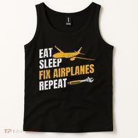 Eat Sleep Fix Airplanes Repeat Aircraft Mechanic Tank Top thumb 2