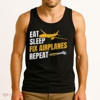 Eat Sleep Fix Airplanes Repeat Aircraft Mechanic Tank Top thumb 3