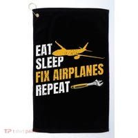 Eat Sleep Fix Airplanes Repeat Aircraft Mechanic Golf Towel thumb 0