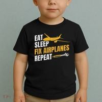 Eat Sleep Fix Airplanes Repeat Aircraft Mechanic Toddler T-Shirt thumb 2