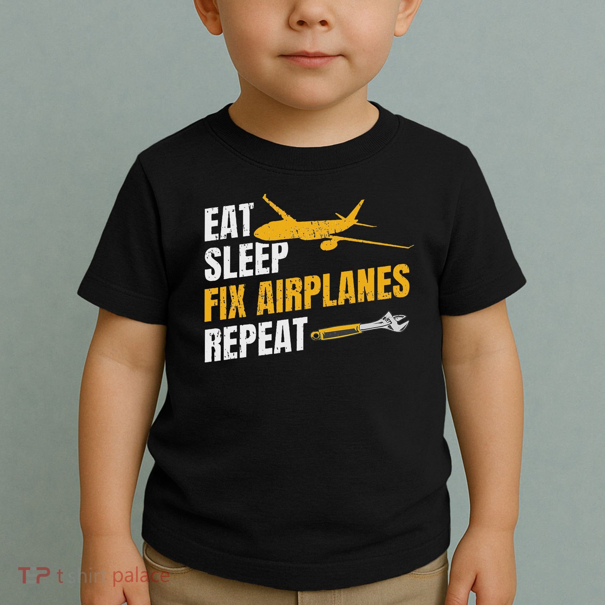 Eat Sleep Fix Airplanes Repeat Aircraft Mechanic Toddler T-Shirt