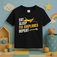 Eat Sleep Fix Airplanes Repeat Aircraft Mechanic Toddler T-Shirt thumb 3