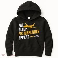 Eat Sleep Fix Airplanes Repeat Aircraft Mechanic Kids Hoodie thumb 0