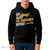 Eat Sleep Fix Airplanes Repeat Aircraft Mechanic Kids Hoodie thumb 4