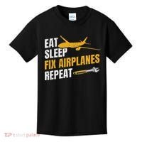 Eat Sleep Fix Airplanes Repeat Aircraft Mechanic Kids T-Shirt thumb 0