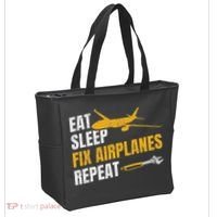 Eat Sleep Fix Airplanes Repeat Aircraft Mechanic Tote Bag thumb 2