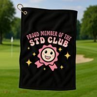 Embarrassing Std Funny Inappropriate Hilarious Golf Towel thumb 1