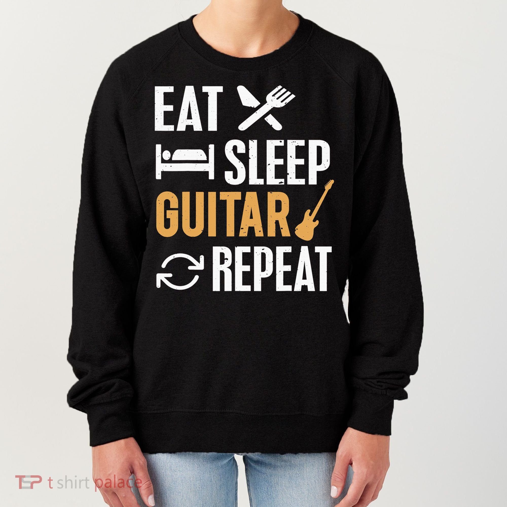 Eat Sleep Guitar Repeat Tshirt For Guitar Lovers Women's Sweatshirt