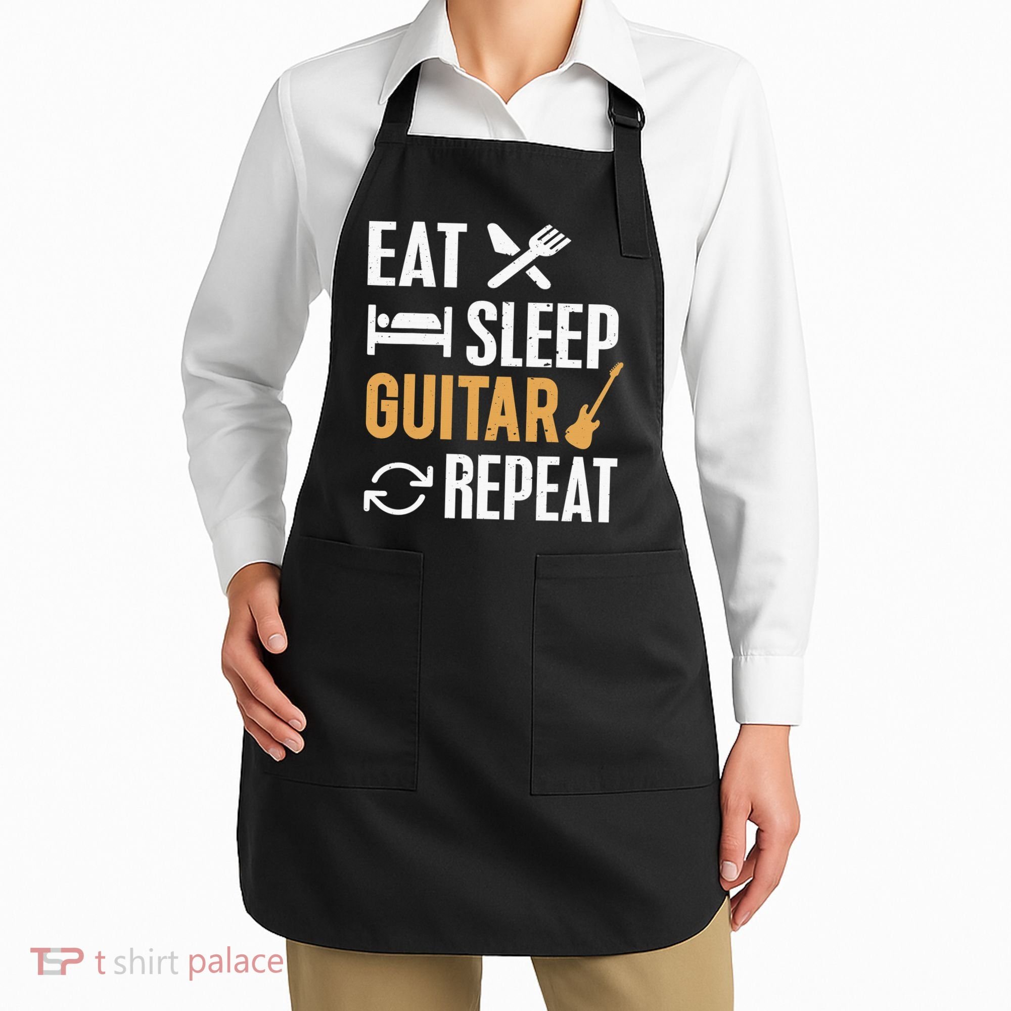 Eat Sleep Guitar Repeat Tshirt For Guitar Lovers Apron