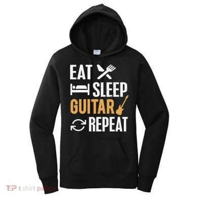 Eat Sleep Guitar Repeat Tshirt For Guitar Lovers Women's Hoodie