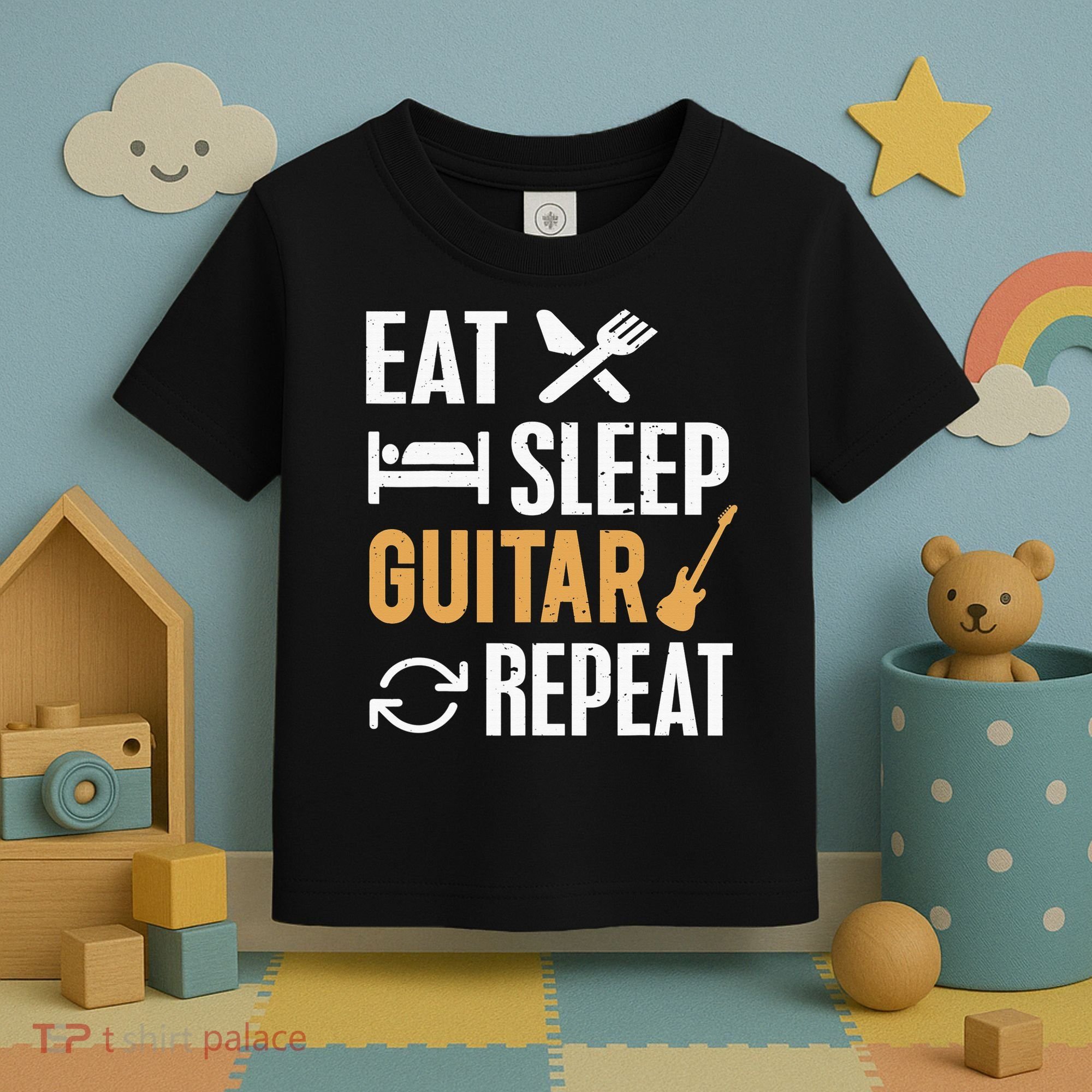 Eat Sleep Guitar Repeat Tshirt For Guitar Lovers Toddler T-Shirt