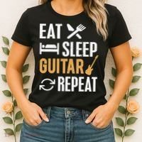 Eat Sleep Guitar Repeat Tshirt For Guitar Lovers Women's T-Shirt thumb 2