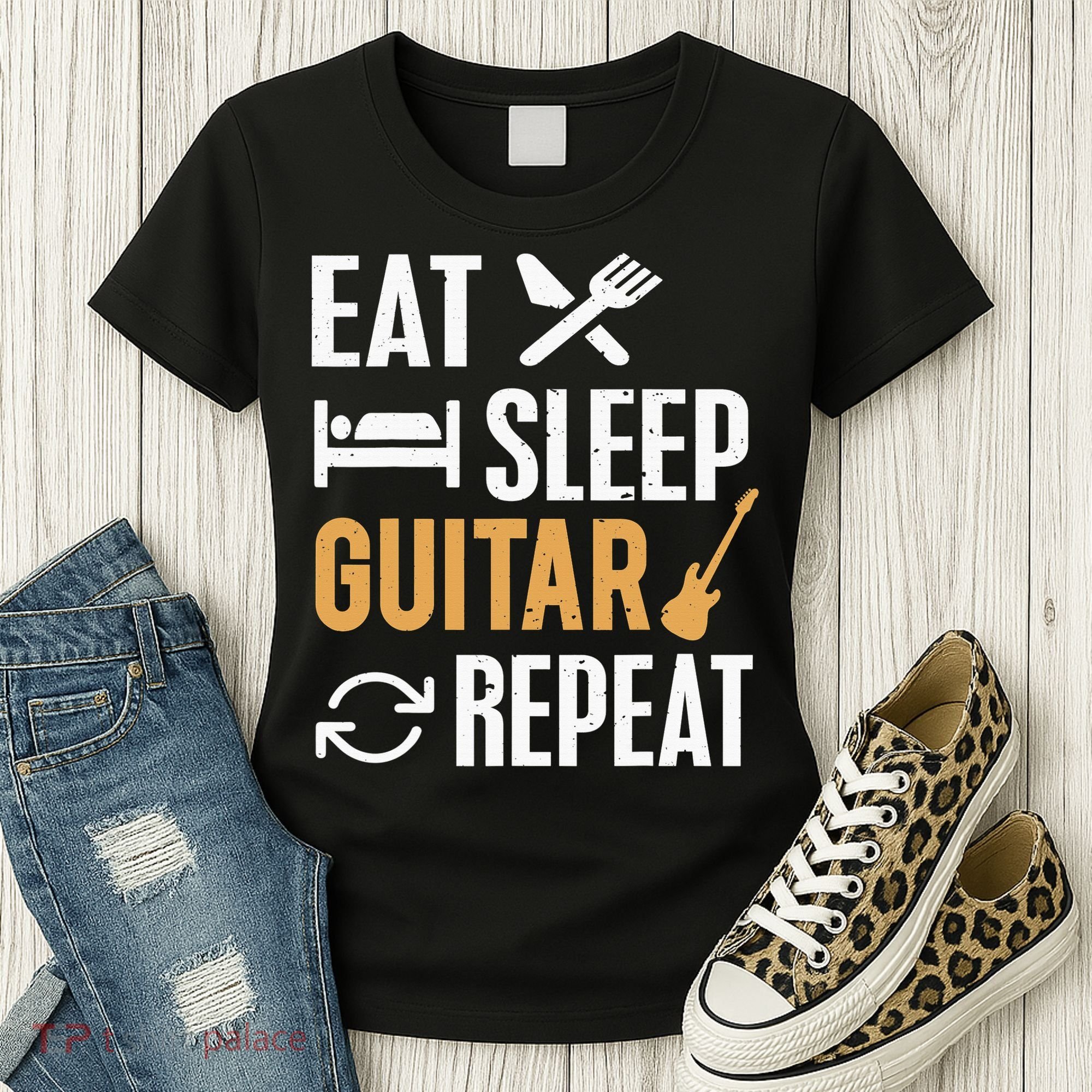 Eat Sleep Guitar Repeat Tshirt For Guitar Lovers Women's T-Shirt