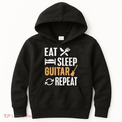 Eat Sleep Guitar Repeat Tshirt For Guitar Lovers Kids Hoodie