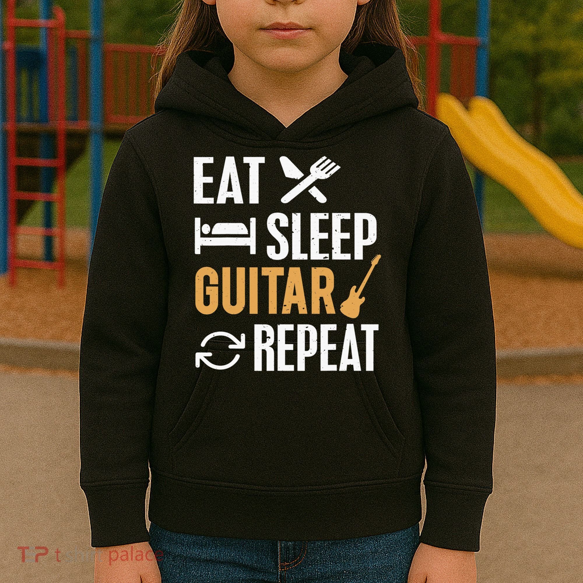 Eat Sleep Guitar Repeat Tshirt For Guitar Lovers Kids Hoodie
