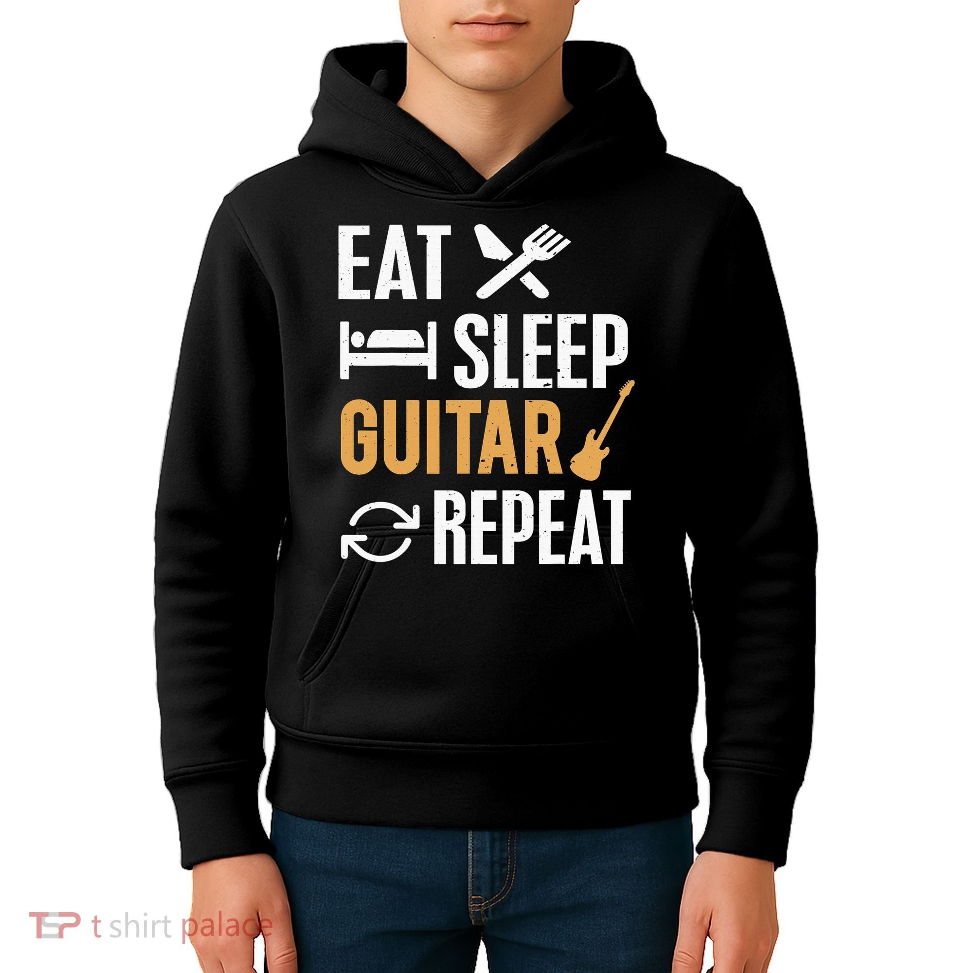 Eat Sleep Guitar Repeat Tshirt For Guitar Lovers Kids Hoodie