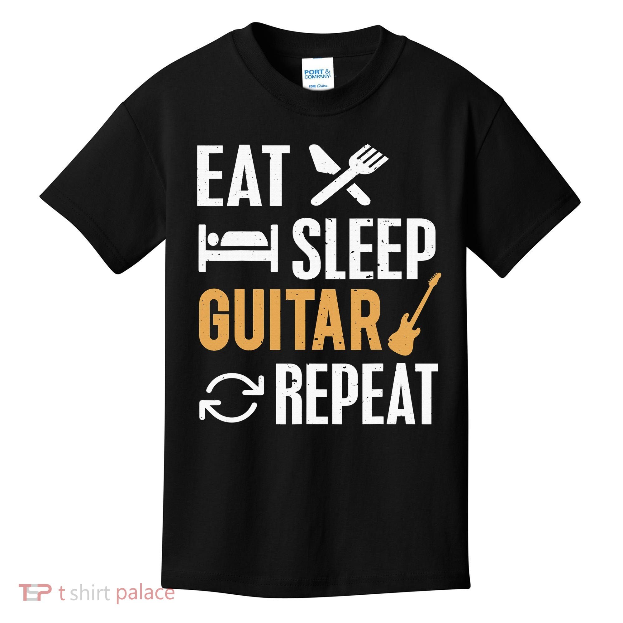 Eat Sleep Guitar Repeat Tshirt For Guitar Lovers Kids T-Shirt