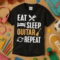 Eat Sleep Guitar Repeat Tshirt For Guitar Lovers Kids T-Shirt thumb 3