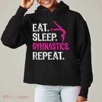 Eat Sleep Gymnastics Repeat Gymnastics Player Ladies Heavyweight Boxy Pullover Hoodie thumb 0
