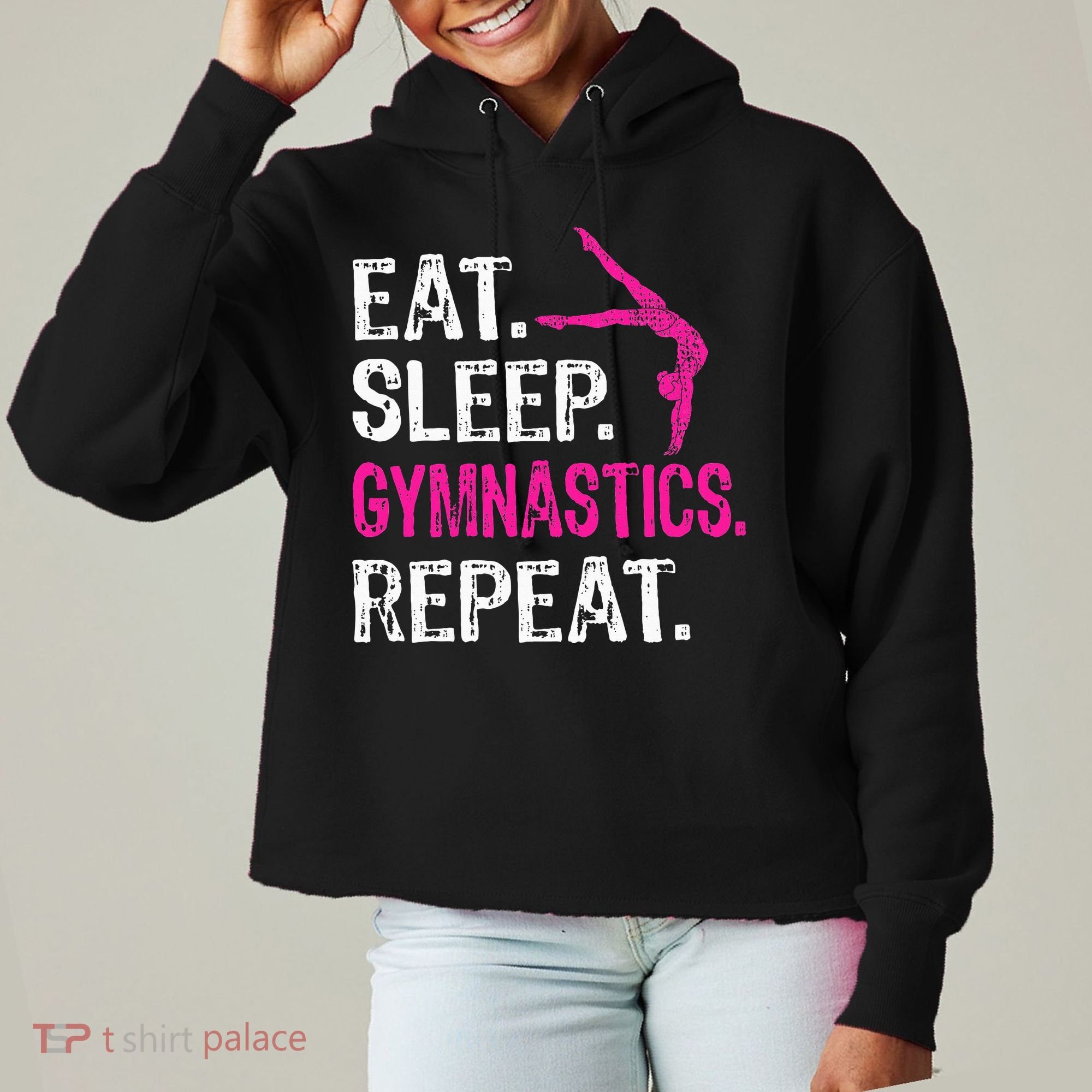Eat Sleep Gymnastics Repeat Gymnastics Player Ladies Heavyweight Boxy Pullover Hoodie